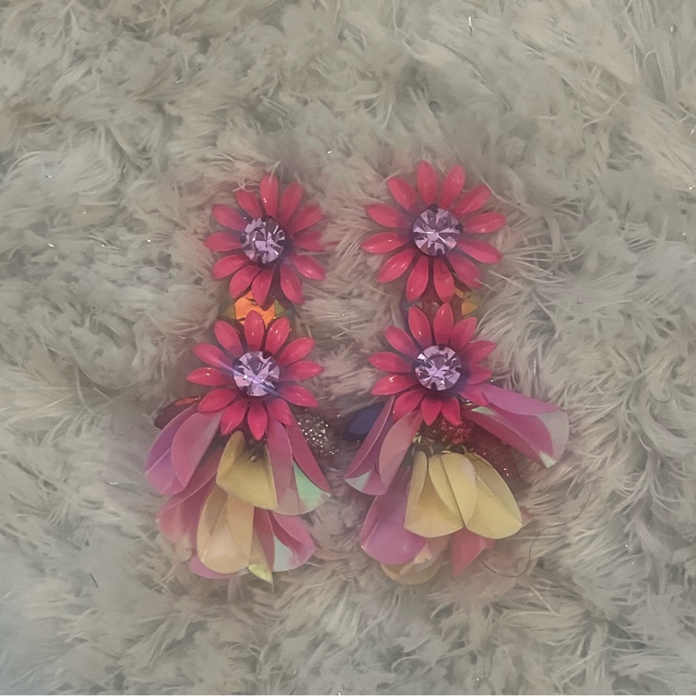 JCrew Dangly Flower Gem Earrings